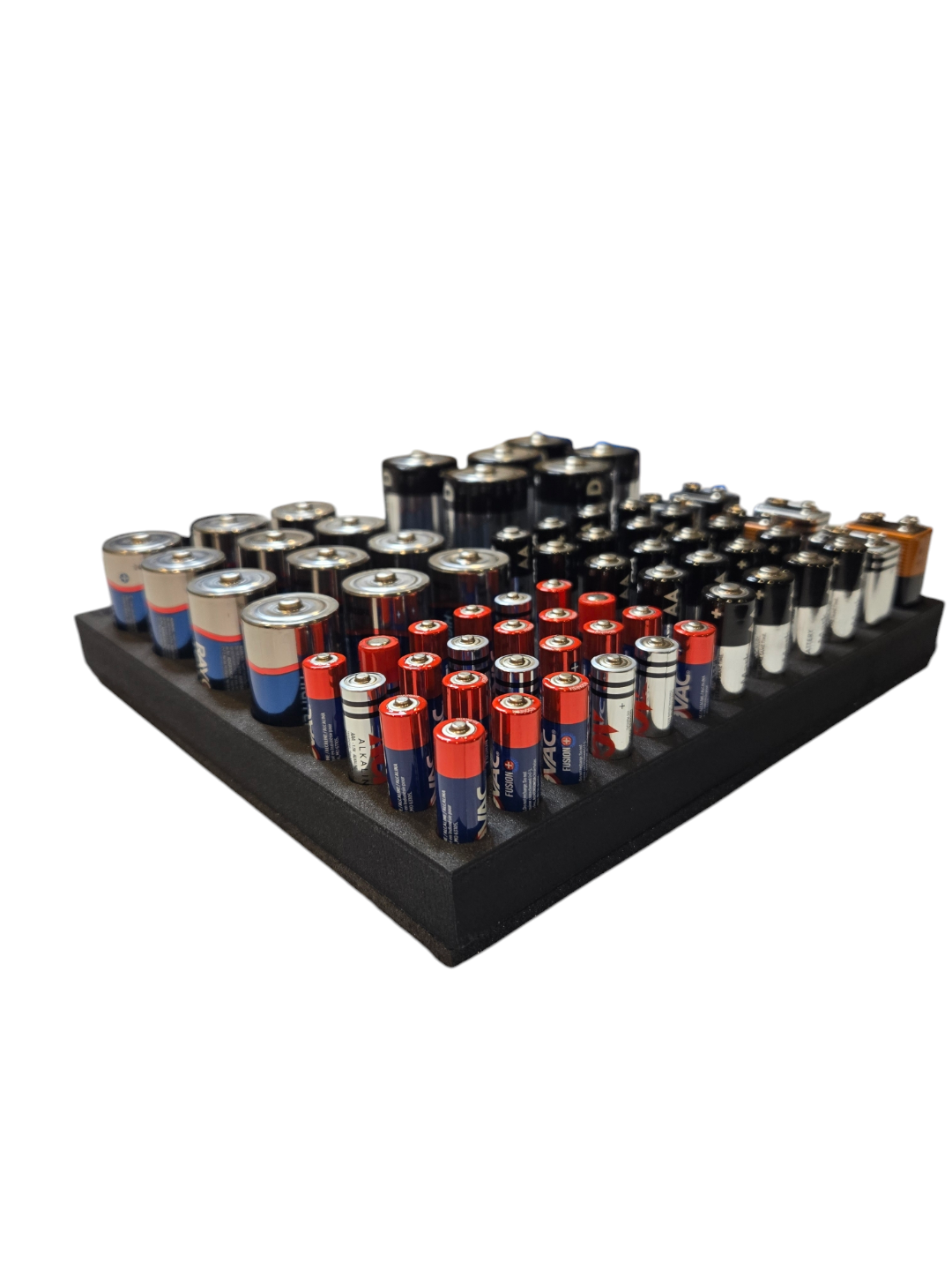Battery Organizer- Holds 100+ AA, AAA, C, D, 9V Batteries